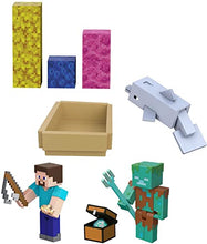 Load image into Gallery viewer, Minecraft Treasure Hunt Adventure Pack Figures, Accessories and Papercraft Blocks, Complete Play in a Box, Toy for Kids Ages 6 Years and Older