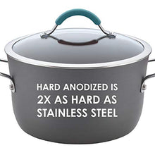 Load image into Gallery viewer, Rachael Ray Cucina Hard Anodized Nonstick Grill/Deep Square Griddle Pan, 11 Inch, Gray with Blue Handles