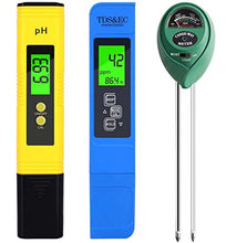 Load image into Gallery viewer, PH Meter, TDS PPM Meter, Soil PH Tester, PH/EC Digital Kit, 3 Pack