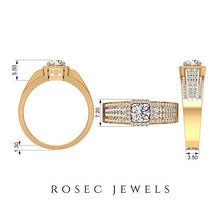 Load image into Gallery viewer, Unique Solitaire Engagement Ring, 1Ct Certified Diamond HI-SI Halo Wedding Ring, Wide Sidestone Ring, Art Deco Anniversary Ring, Statement Bridal Ring, 10K White Gold, Size:US 6.25