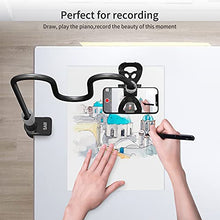 Load image into Gallery viewer, Gooseneck Bed Phone Holder, SAIJI Flexible Long Arm Phone Mount for Desk, Clip Bracket Clamp Stand for 4.0-6.5'' Mobile Cell Phone Stand Document Camera Nintendo Switch (Black)