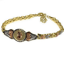 Load image into Gallery viewer, Fran & Co. Virgin Mary Bracelet Virgen De Guadalupe Pulsera Tres Colores Oro Laminado 8“