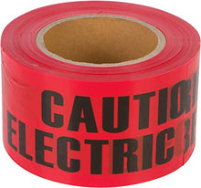Load image into Gallery viewer, Morris Products Underground Electrical Caution Tape – 3-inch Width – Detectable from 12-18 Inch Depths – Yellow, Black – Printed With Caution Buried Electrical Line Below – 300 ft. Length, Red