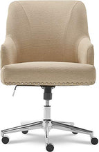 Load image into Gallery viewer, Serta Leighton Home Office Memory Foam, Height-Adjustable Desk Accent Chair with Chrome-Finished Stainless-Steel Base, Twill Fabric, Stoneware Beige
