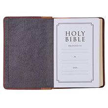 Load image into Gallery viewer, KJV Holy Bible, Compact Large Print, Premium Full Grain Leather Red Letter Edition - Ribbon Marker, King James Version, Saddle Tan/Butterscotch