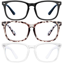 Load image into Gallery viewer, Blue Light Blocking Glasses - 3Pack Computer Game Glasses Square Eyeglasses Frame, Blue Light Blocker Glasses for Women Men, Anti Eye Eyestrain Reading Gaming Glasses Non Prescription