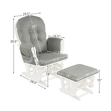 Load image into Gallery viewer, Costzon Baby Glider and Ottoman Cushion Set, Wood Baby Rocker Nursery Furniture, Upholstered Comfort Nursery Chair & Ottoman with Padded Arms (Light Gray)