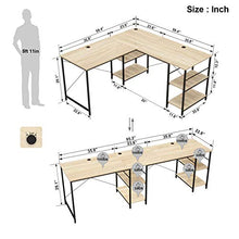 Load image into Gallery viewer, Bestier 95.5"L-shaped Desk with Storage Shelves,Adjustable 2 Person Desk L- shaped Corner Computer desk or Extra Long Desk with Shelves, Multi-Usage LargeTables Desk for Home Office Gaming Study (Oak)