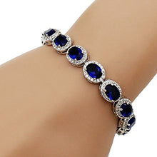 Load image into Gallery viewer, Hermosa Oval Ladies Tennis Bracelet Sapphire Ruby Emerald White Topaz Silver 7 inch (Sapphire)