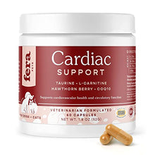 Load image into Gallery viewer, FERA PET ORGANICS Cardiac Support Cat and Dog Supplement with Taurine, L Carnitine, CoQ10, Vitamin E, and Hawthorn Berry, Cat and Dog Vitamins for Heart Health, 60 Capsules