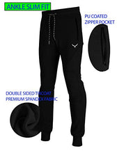Load image into Gallery viewer, Screenshot SPORTS-A4053 Mens Premium Slim Spandex Stretch Lightweight Tech Fleece Pants - Athletic Jogger Fitness Workout Gym Zipper Pockets Sweatpants-Woodland-Small