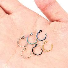 Load image into Gallery viewer, 20G Stainless Steel Nose Rings 8mm Nose Cuff Piercing Jewelry Hoop for Faux Lip Septum Boby Piercing (6 pcs)