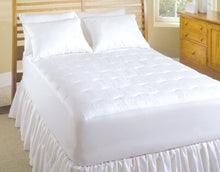 Load image into Gallery viewer, Electric Heated Warming Mattress Pad Dobby Stripe in White Size: Queen