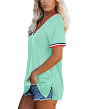 Load image into Gallery viewer, Green Shirts for Women V Neck Short Sleeve Summer Tops Loose Fitting XL