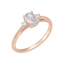 Load image into Gallery viewer, FB Jewels 14K Rose Gold Rainbow Moonstone & .06 CTW Diamond Ring Size 7