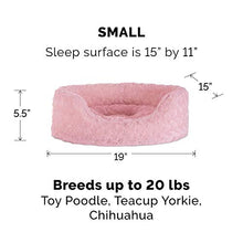 Load image into Gallery viewer, Furhaven Pet Bed for Dogs and Cats - Ultra Plush Curly Fur Oval Cuddler Dog Bed with Removable Washable Cover and Pillow Cushion, Pink, Small