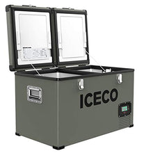 Load image into Gallery viewer, ICECO VL60 Dual Zone Portable Refrigerator with SECOP Compressor, 60 Liters Platinum Compact Refrigerator, DC 12/24V, AC 110-240V, 0℉ to 50℉, Home & Car Use (with Insulated Cover)