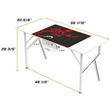 Load image into Gallery viewer, DESIGNA 55'' Gaming Desk, K-Shape Computer Desk with Free Mouse pad, Cup Holder& Headphone Hook & Controller Stand, Gamer Workstation for Home Office, White