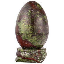 Load image into Gallery viewer, mookaitedecor Dragon Blood Jasper Crystal Egg with Stone Stand, Polished Gemstone Sphere Figurines for Divination and Home Decoration