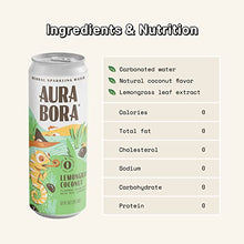 Load image into Gallery viewer, Lemongrass Coconut Herbal Sparkling Water by Aura Bora, 0 Calories, 0 Sugar, 0 Sodium, Non-GMO, 12 oz Can (Pack of 12)