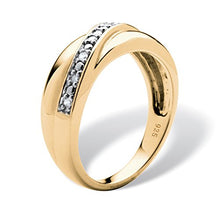 Load image into Gallery viewer, Palm Beach Jewelry Men's 18K Yellow Gold Over Sterling Silver Round Genuine Diamond Wedding Band Ring (1/10 cttw, I Color, I3 Clarity) Size 8