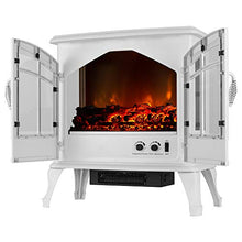 Load image into Gallery viewer, e-Flame USA Jasper Freestanding Electric Fireplace Stove - 3-D Log and Fire Effect (White)