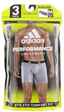 Load image into Gallery viewer, adidas Men's Performance Boxer Briefs Underwear (3-Pack), Black/Black Black/Black Black/Black, LARGE