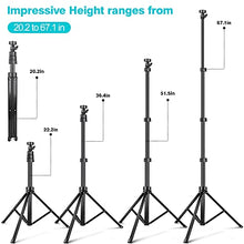 Load image into Gallery viewer, UBeesize 67'' Phone Tripod Stand & Selfie Stick Tripod, All in One Professional Cell Phone Tripod, Cellphone Tripod with Wireless Remote and Phone Holder, Compatible with All Phones/Cameras