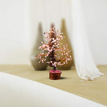 Load image into Gallery viewer, YATHABI Rose Quartz Golden Wire Handmade Gemstone Tree Feng Shui Bonsai for Attracting Positive Energies Crystal Healing Chakra Cleansing & Home Decor Size :- 10-12 Inch Approx