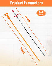 Load image into Gallery viewer, LONGGUI 25inch Hair Drain Clog Remover Tool(6pcs), 24inch Drain Cleaner Sticks To Drain Hair Clog For Remover (1pcs), Drain Hair Remover Tool For Sewer, Toilet, Kitchen Sink, Bathroom Tub,(6+1)