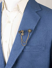 Load image into Gallery viewer, A N KINGPiiN Stars With Hanging Chain And Stone Detailing Lapel Pin Badge Coat Suit Wedding Gift Party Shirt Collar Accessories Brooch for Men ,A13