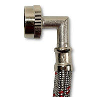 Load image into Gallery viewer, Premium Stainless Steel Washing Machine Hoses with 90 Degree Elbow, 6 Ft Burst Proof (2 Pack) Red and Blue Striped Water Connection Inlet Supply Lines - Lead Free