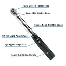 Load image into Gallery viewer, Vibrelli Bike Torque Wrench Set - 1/4 Inch Drive - 2 to 20nm, 0.1 Nm Micro - Essential MTB & Bicycle Torque Wrench Tools. Hex/Allen 2-10, Torx 10-30, 100mm Extension Socket, Storage Case