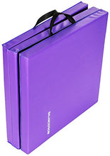 Load image into Gallery viewer, BalanceFrom 2" Thick Tri-Fold Folding Exercise Mat with Carrying Handles for MMA, Gymnastics and Home Gym Protective Flooring (Purple)