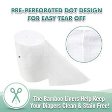 Load image into Gallery viewer, wegreeco 100% Bamboo Unscented Diaper Liners,Fragance Free and Chlorine Free - 100 Sheets Per Roll ( 1 Roll, Bamboo)