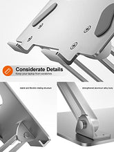 Load image into Gallery viewer, Adjustable Laptop Stand For Desk, Ergonomic Portable Computer Stand Aluminum Laptop Holder with Heat-Vent to Elevate Laptop, MacBook, Air, Pro, Dell XPS, Samsung, 11-17" All Laptop Stand Holder