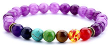 Load image into Gallery viewer, Doitory 8mm Lava Rock Chakra Beads Bracelet Elastic Gifts for Girls Natural Stone Yoga Bracelet Bangle(Amethyst Beads)