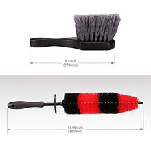 Load image into Gallery viewer, SPTA 9Pcs Wheel & Tire Brush Car Detailing kit, Easy Reach Wheel and Rim Brush, 5pcs Detailing Brushes, Short Handle Cleaning Brush, 1pc Microfiber Cleaning Cloth, Great to Clean Dirty Tires