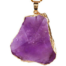 Load image into Gallery viewer, TUMBEELLUWA Natural Crystal Pendant Necklace Stone Faceted Gemstone Gold Plated Healing Irregular Handmade Jewelry for Women,Amethyst