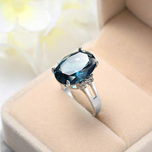 Load image into Gallery viewer, Cutedoumiao Sterling Silver Engagement Wedding Ring with Large Carat Sapphire Cut Cubic Zirconia CZ Gemstones Birthstone Halo Solitaire Engagement Rings (8)