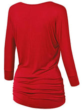 Load image into Gallery viewer, MBJ WT1036 Womens V Neck 3/4 Sleeve Dolman Top with Side Shirring S RED