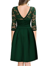 Load image into Gallery viewer, Miusol Women's Vintage Floral Lace 2/3 Sleeve Cocktail Party Swing Dress, Dark Green, Medium