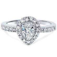 Load image into Gallery viewer, 1/2ct Pear Shape Halo Diamond Engagement Ring 14K White Gold - Size 5.5