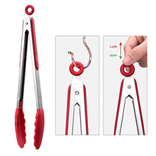 Load image into Gallery viewer, Hotec Premium Stainless Steel Locking Kitchen Tongs with Silicon Tips, Set of 3-7", 9" and 12"