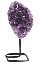 Load image into Gallery viewer, JIC Gem Natural Deep Purple Amethyst Crystal Cluster on Metal Stand Small Healing Crystals Stone Home Office Decor
