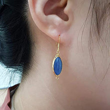 Load image into Gallery viewer, Natural Stone Wire Wrap Dangle Drop Earrings Gold Plated 925 Sterling Silver Hook/Kyanite