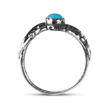 Load image into Gallery viewer, American West Sterling Silver Sleeping Beauty Turquoise Gemstone Leaf Ring Size 07