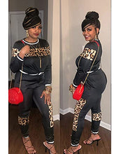 Load image into Gallery viewer, Alunzoem Womens Casual 2 Piece Outfits, Leopard Print Long Sleeve Top Pants Set Tracksuits Black S
