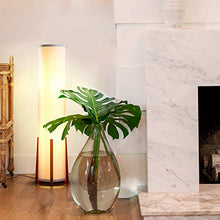 Load image into Gallery viewer, Brightech Parker - Decorative Tower Shade Floor Lamp for Living Rooms - Contemporary Column Lamp - Soft Light for Bedroom Standing 48 Inches (4') Tall - Asian Design w/Wood Frame - Incl. 2 LED Bulbs