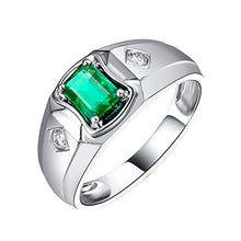 Load image into Gallery viewer, Epinki 925 Sterling Silver Ring, Men 1ct Lab Created Emerald with Cubic Zirconia Rings Engagement Wedding Size 7